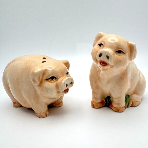 Cosmos Gifts Ceramic Hand Painted Country Farm Pig Piglet Salt Pepper Shaker - Picture 1 of 7